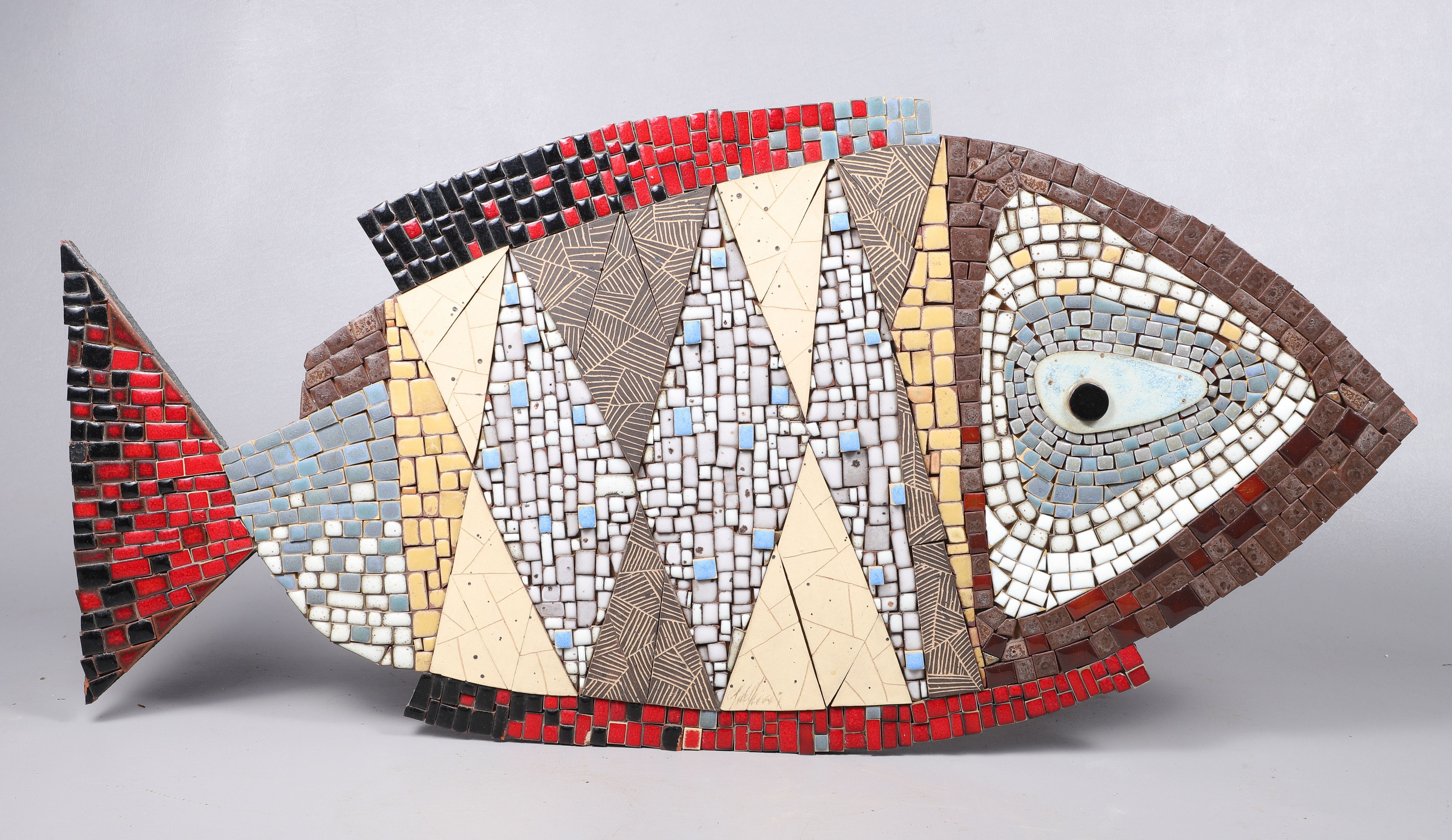 Mosaic tile modernist fish wall