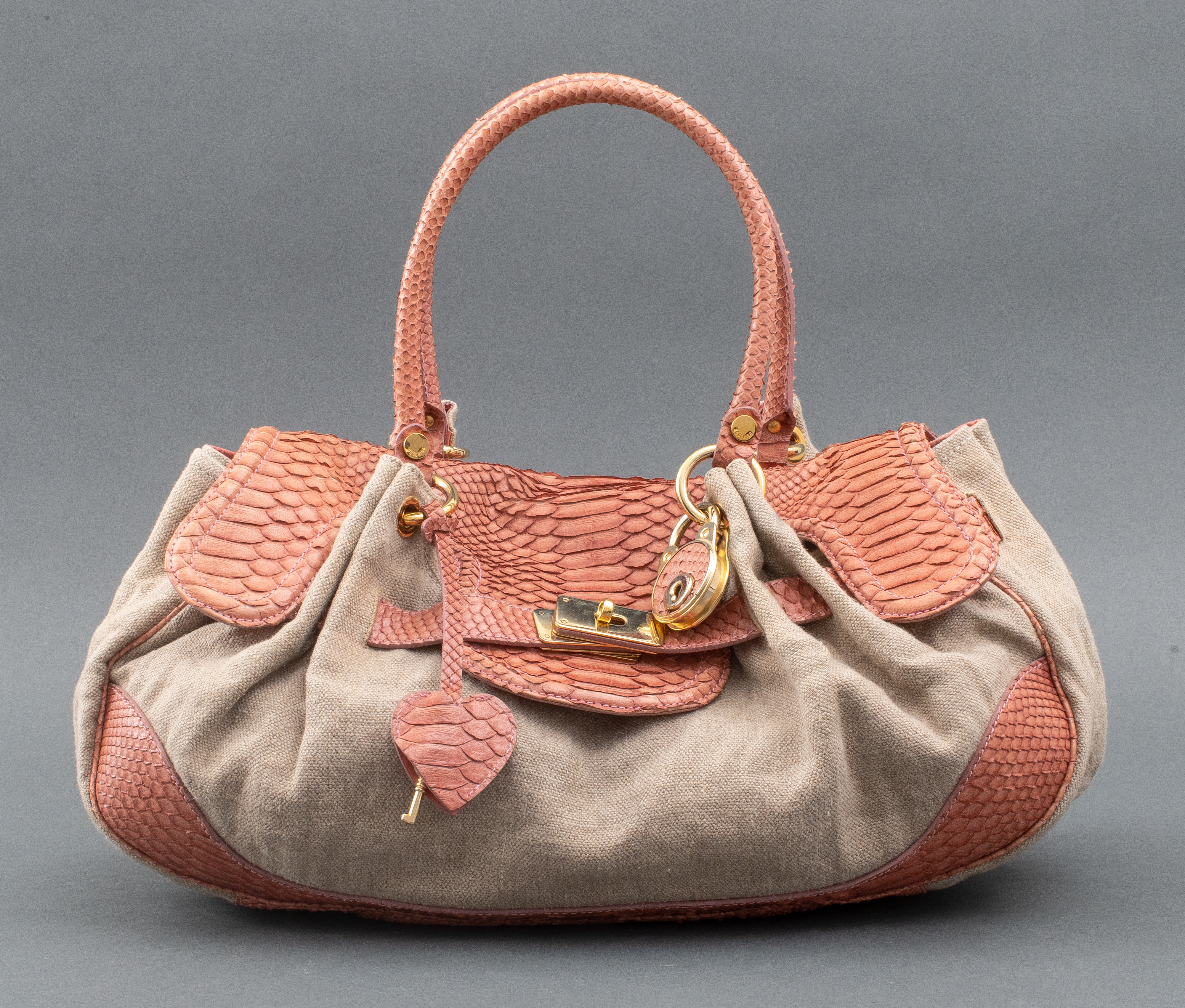 MOSCHINO CANVAS TOTE HANDBAG WITH