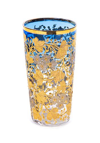 MOSER ART GLASS ENAMELED GOLD
