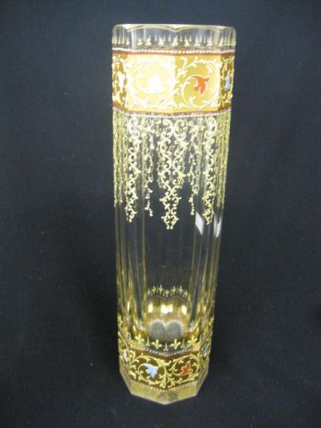 Moser Art Glass Vase enameled