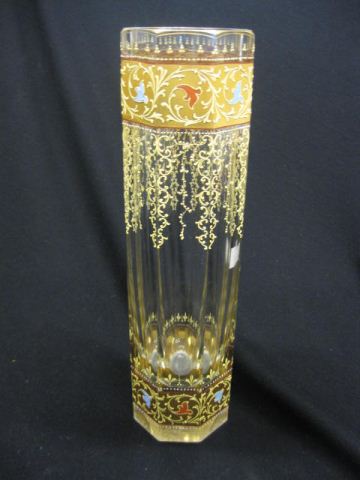 Moser Art Glass Vase enameled