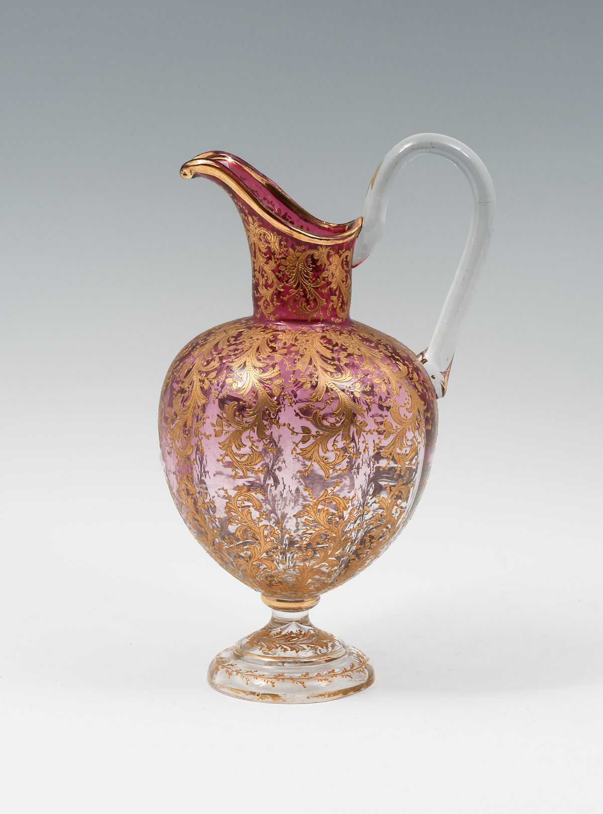 MOSER CRANBERRY GLASS PITCHER: