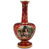 MOSER CRANBERRY GLASS VASEDESC