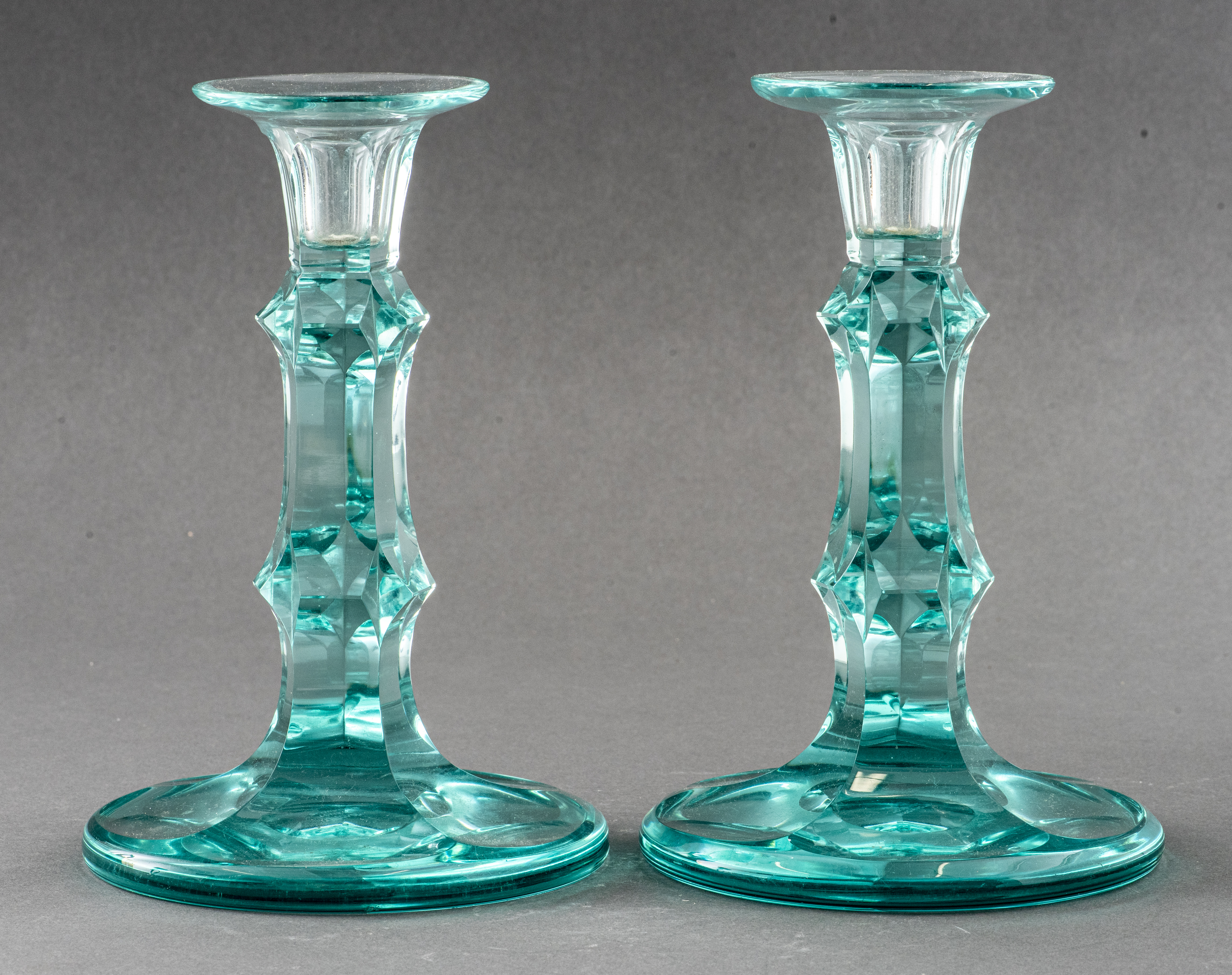 MOSER CZECH GLASS CANDLESTICKS,