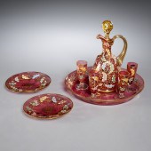 MOSER ENAMELED GLASS DECANTER