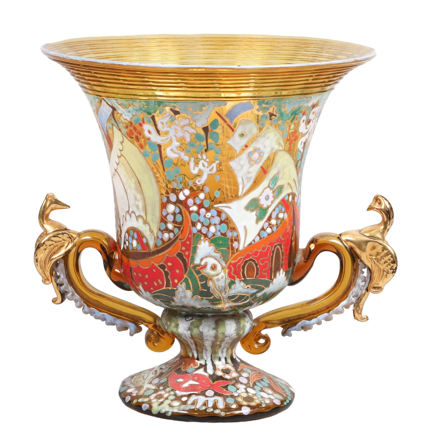 Moser enameled hand blown glass