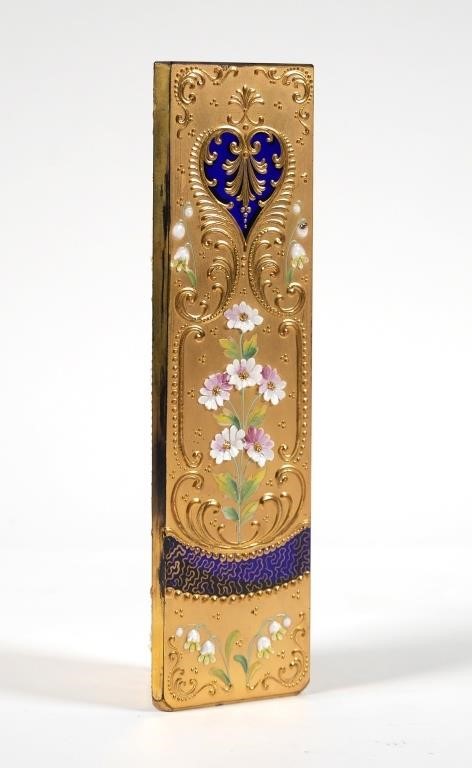 MOSER GILT ENAMEL FLORAL TRIANGLE