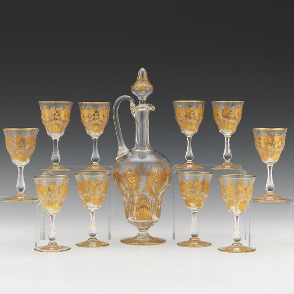 MOSER GILT WHITE WINE GLASSES