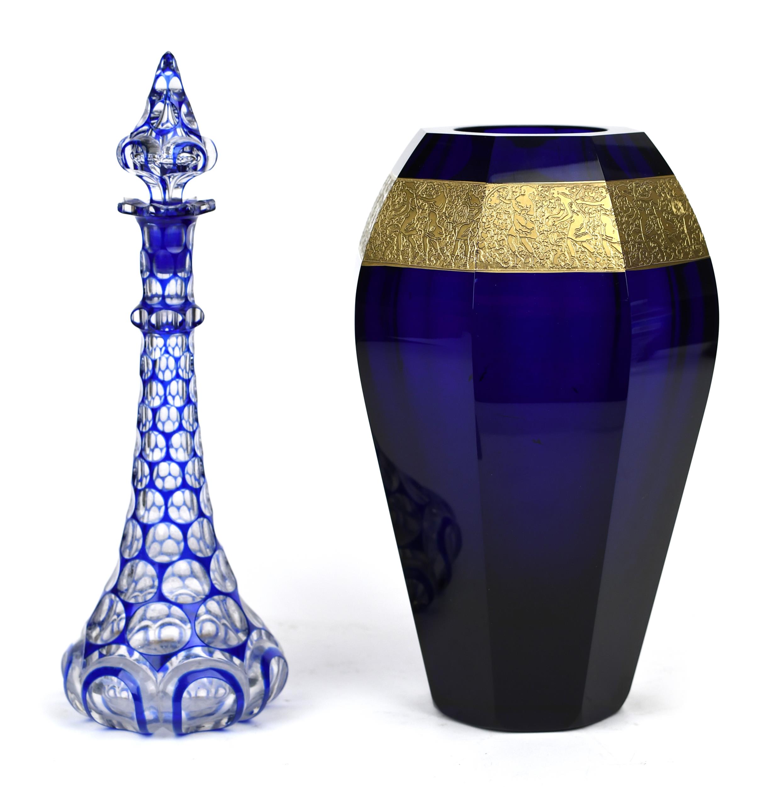 MOSER GLASS VASE AND CUT GLASS