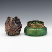 MOSER GLASS VASE WITH METAL CO