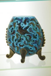 MOSER PILLOW VASE. Blue glass