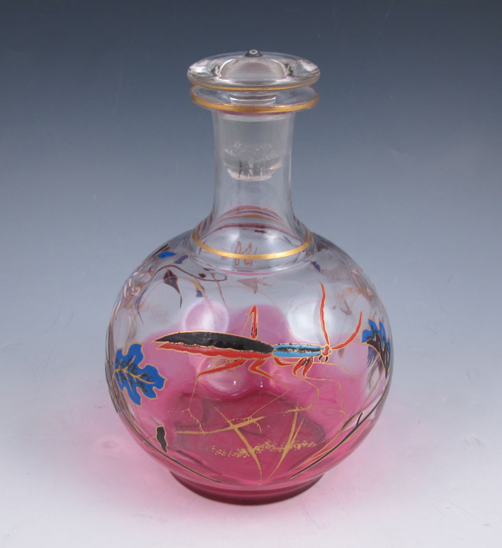 MOSER QUALITY ENAMELED DECANTER: