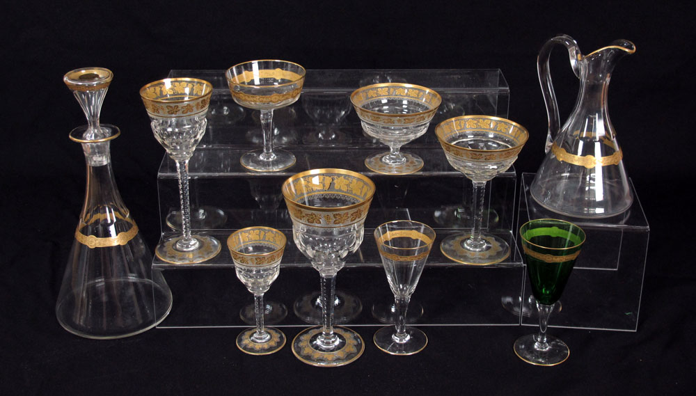 MOSER QUALITY GOLD RIM STEMWARE: