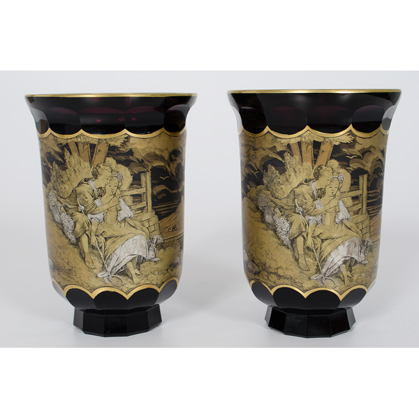 Moser Style Amethyst Glass Vases