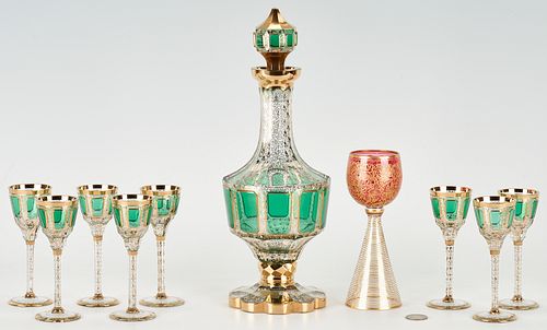 MOSER STYLE BOHEMIAN GREEN GLASS