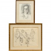 MOSES SOYER, (2) DRAWING STUDI
