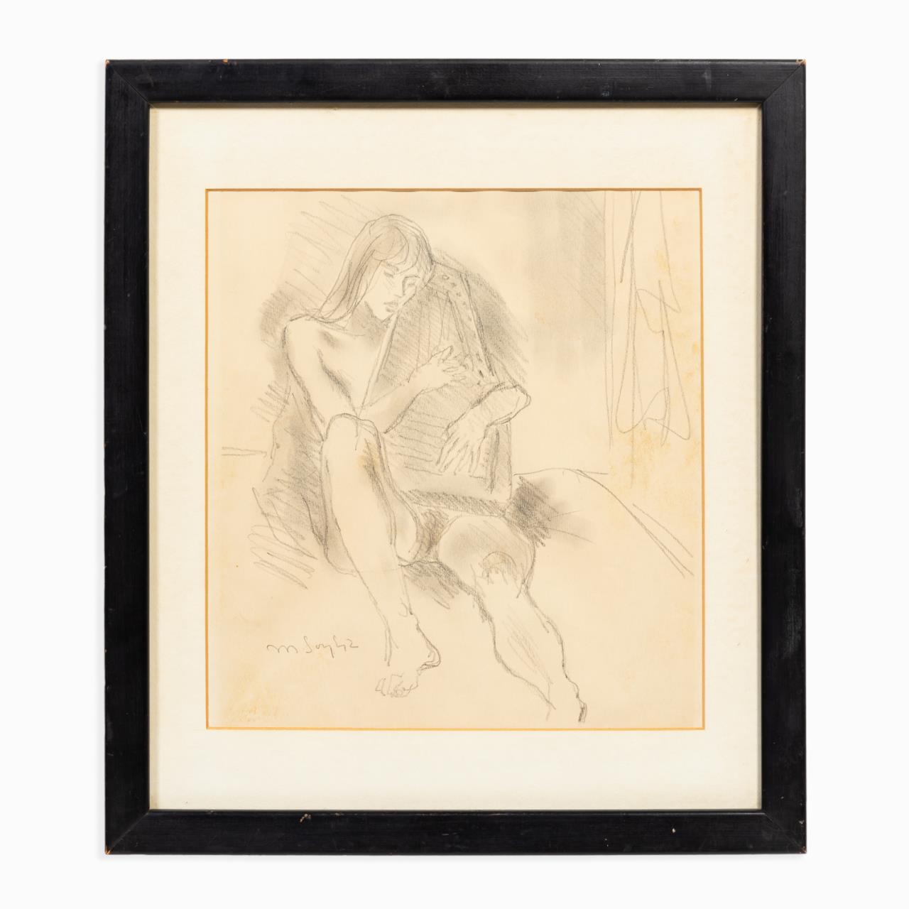 MOSES SOYER GRAPHITE/PAPER "NUDE W/