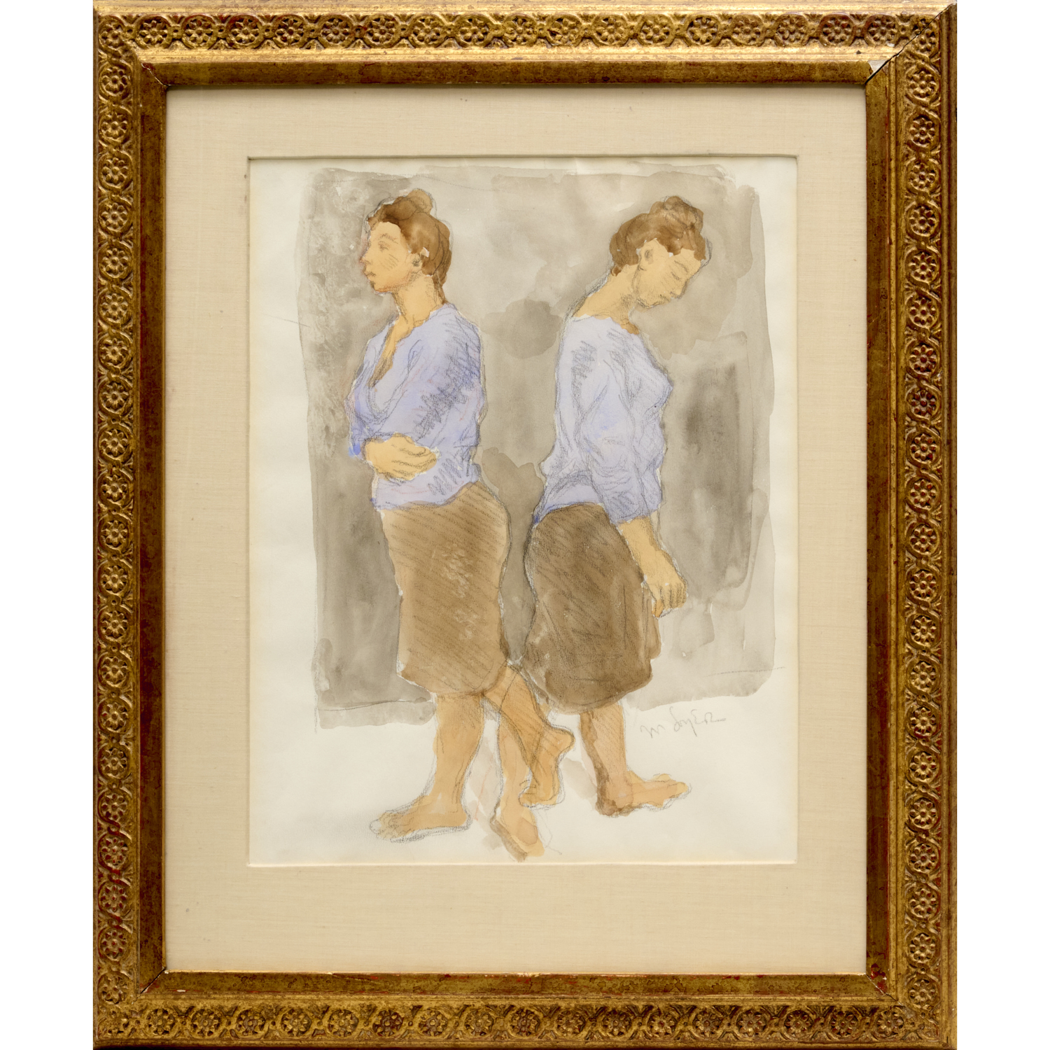 MOSES SOYER, WATERCOLOR Moses Soyer