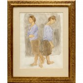 MOSES SOYER, WATERCOLOR Moses