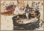 MOSHE GAT LITHOGRAPH, MAN IN A