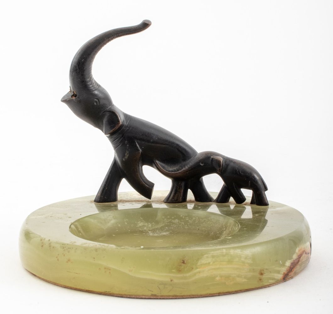 MOTHER & CHILD ELEPHANTS BRONZE &