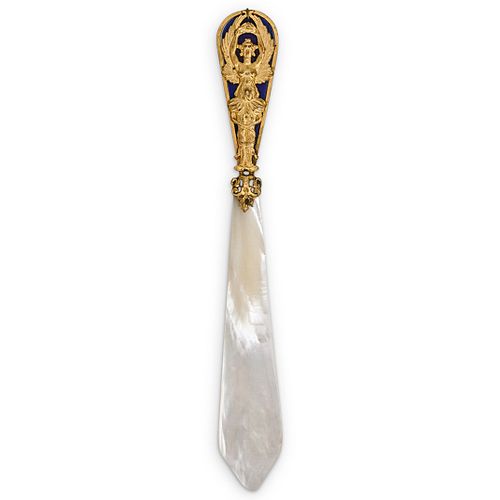 MOTHER OF PEARL & BRASS LETTER