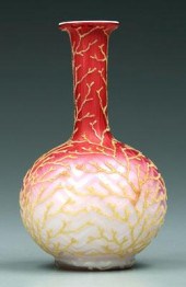 Mother-of-pearl coralene vase,