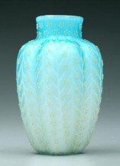 Mother-of-pearl coralene vase,