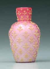 Mother-of-pearl coralene vase,