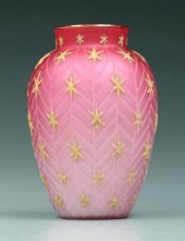 Mother-of-pearl coralene vase,