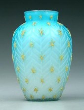 Mother-of-pearl coralene vase,
