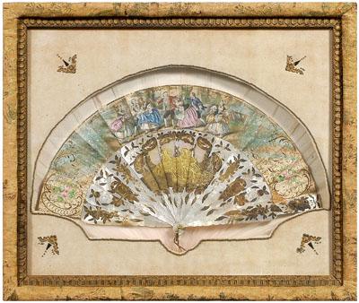 Mother-of-pearl fan, gilt-carved