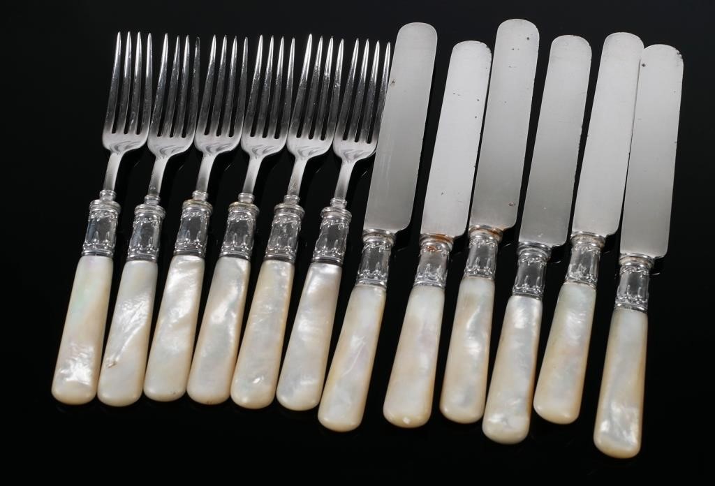 MOTHER OF PEARL & SILVER DESSERT