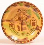 MOTTLE GLAZED REDWARE SHALLOW