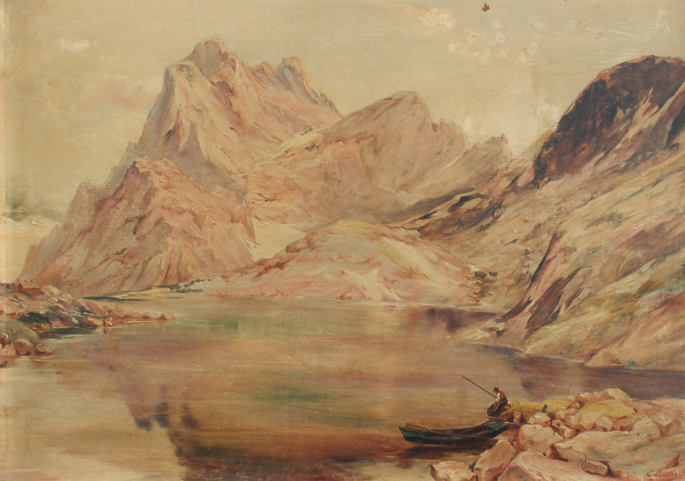 MOUNTAIN VALLEY LAKE SCENE WITH