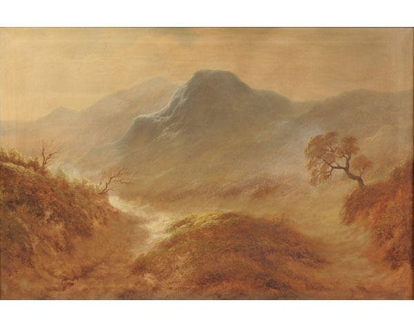 Mountainous landscape, oil on