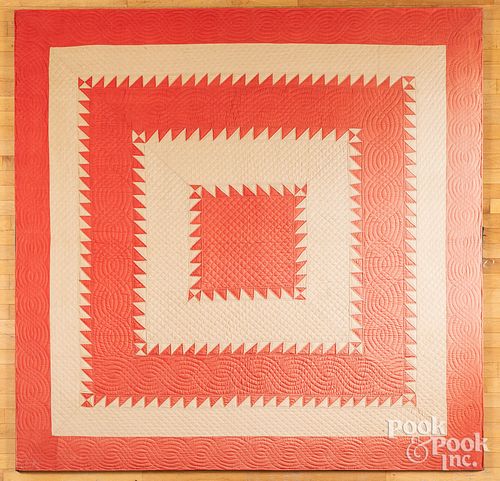 MOUNTED SAWTOOTH SQUARE QUILT,
