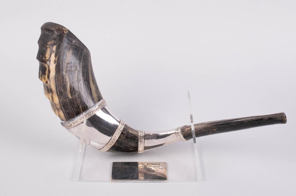 MOUNTED SHOFAR PRESENTED TO GENERAL