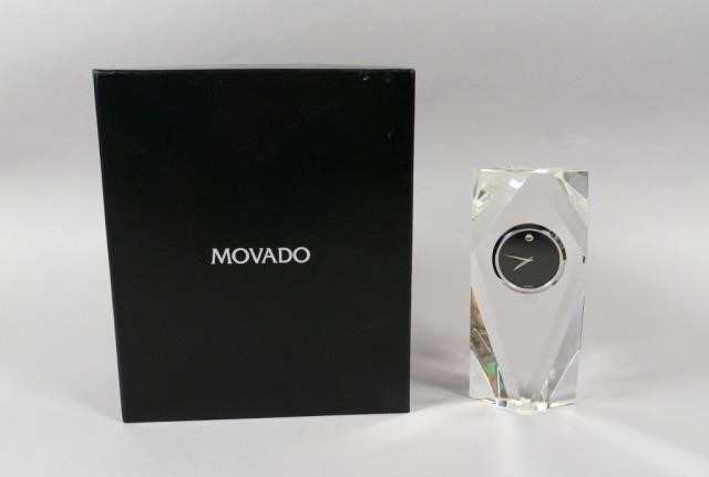 MOVADO GLASS DESK CLOCKMovado