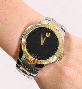 MOVADO LUNO MEN'S GOLD AND STA