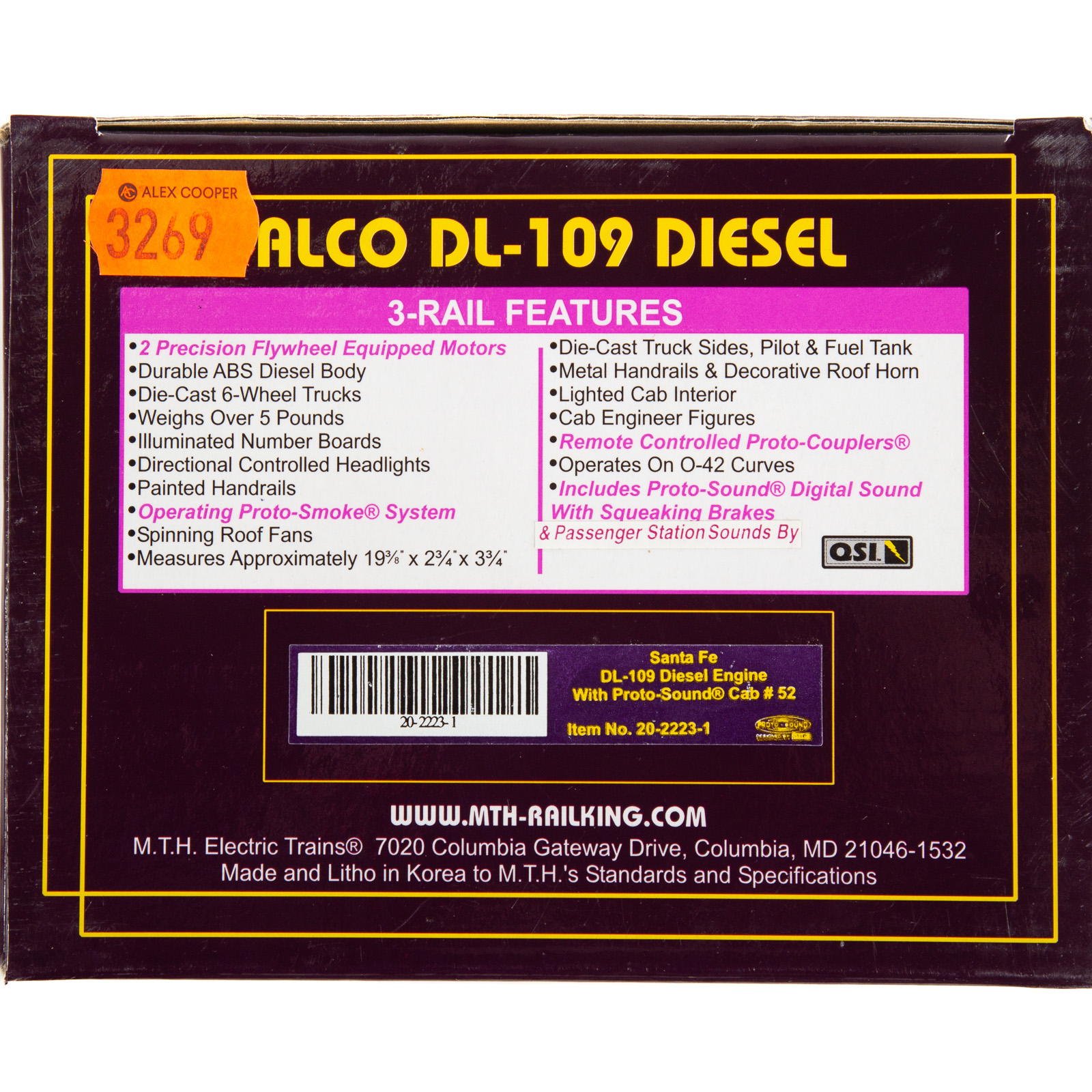 M.T.H. ALCO DL-109 DIESEL ENGINE