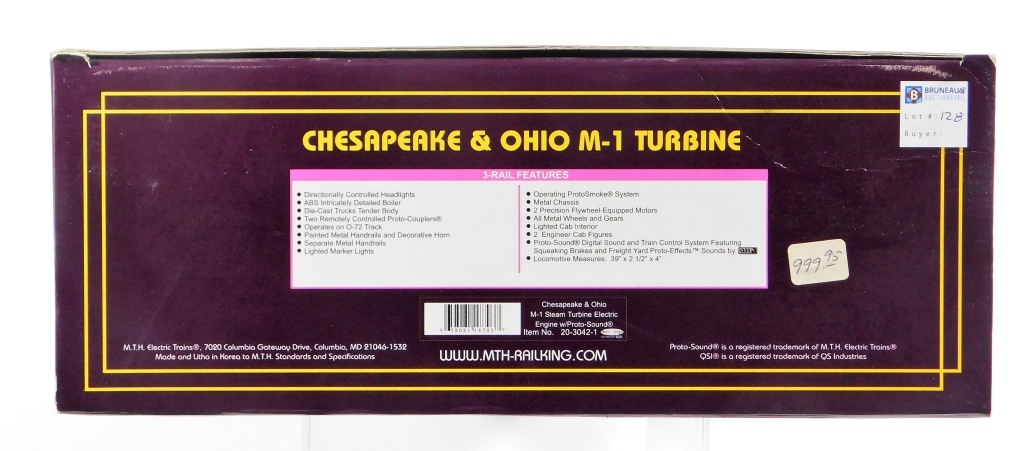MTH CHESAPEAKE & OHIO M-1 TURBINE