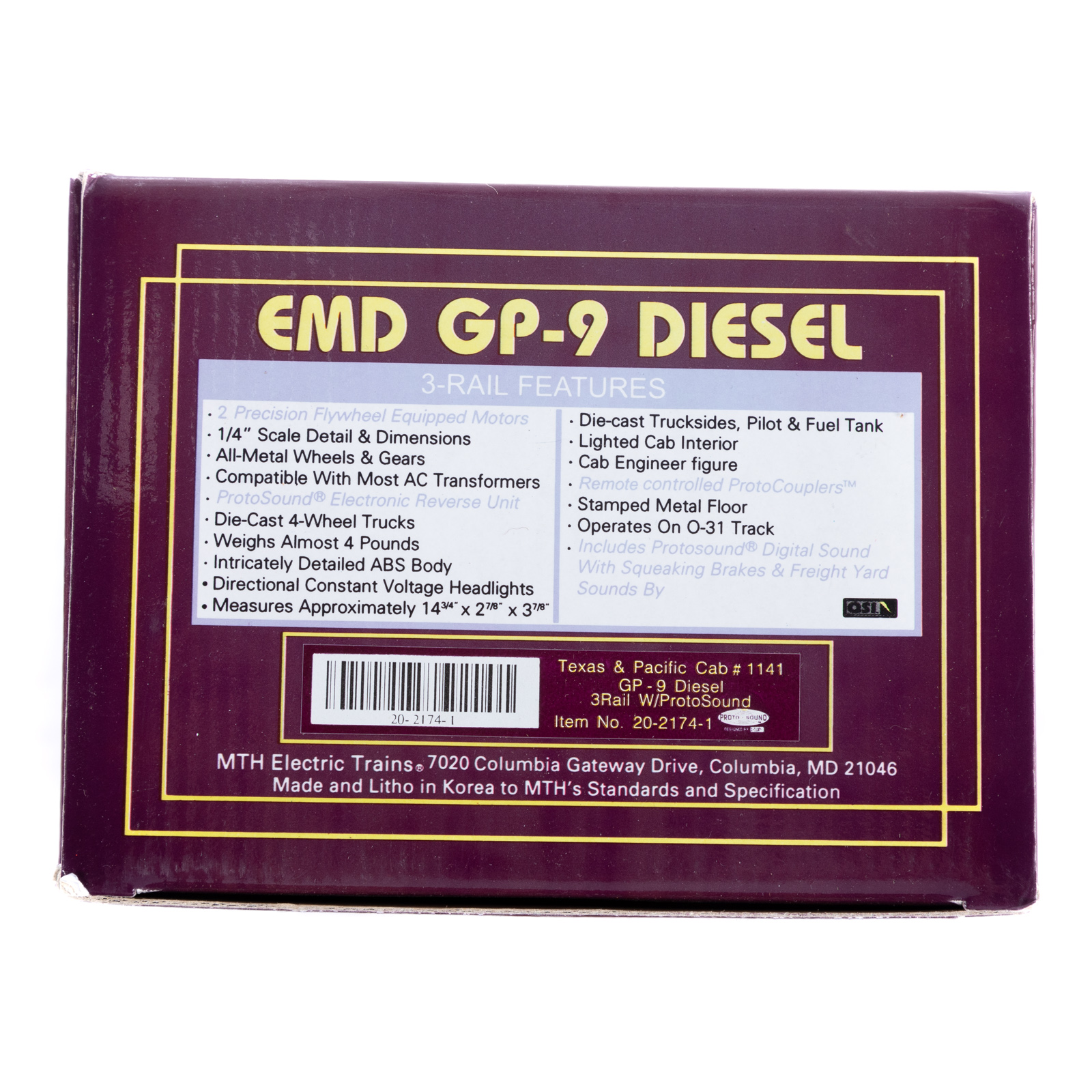 M.T.H. EMD GP-9 DIESEL ENGINE Texas
