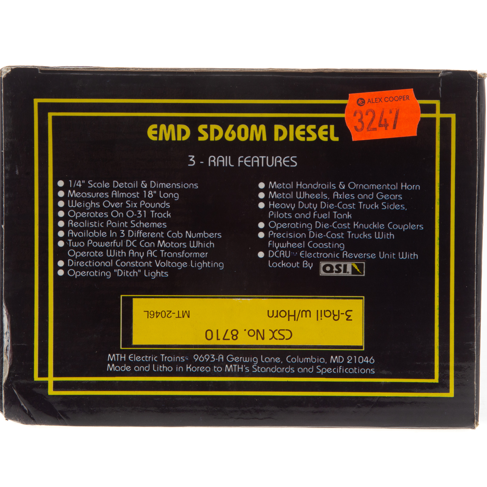 M.T.H. EMD SD60M DIESEL ENGINE