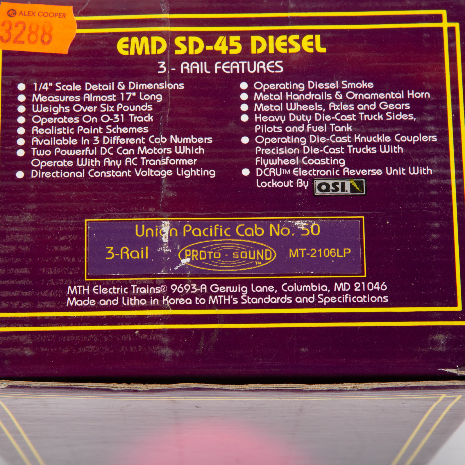 M.T.H. EMD SPECIAL SD-45 DIESEL