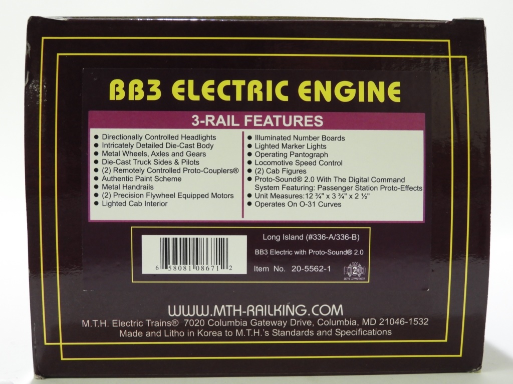 MTH LONG ISLAND BB3 ELECTRIC ENGINE