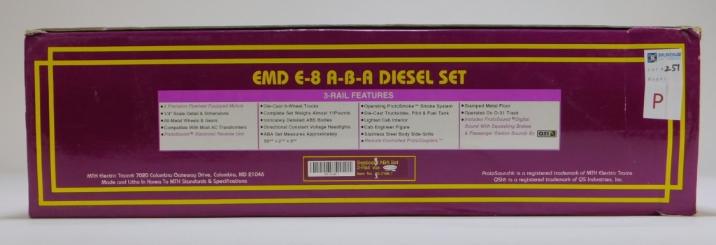 MTH SEABOARD EMD E-8 A-B-A DIESEL