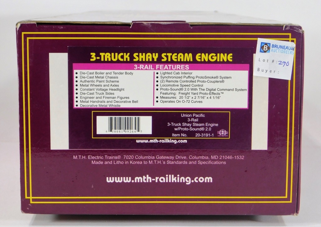 MTH UNION PACIFIC 3 TRUCK SHAY