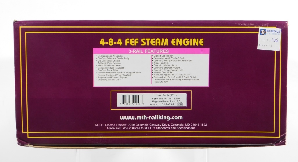 MTH UNION PACIFIC 4-8-4 FEF STEAM