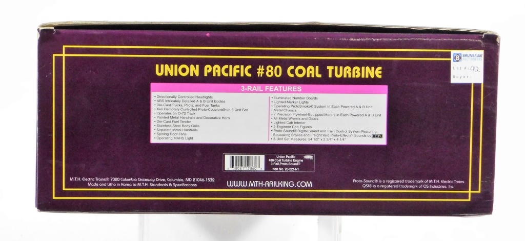 MTH UNION PACIFIC COAL TURBINE